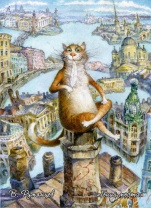 Магнит сувенирный СПБ. "Коты Румянцева": Гений места