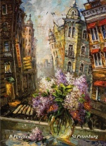 Магнит сувенирный СПБ. Петербург Владимира Ременца": "Букетик на Петроградской стороне, кр