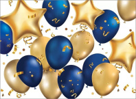 Конверт для подарочного сертификата 10*7см "Шарики" синий/золото