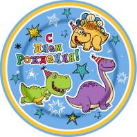 Тарелка бум. 18см, 8 шт "Динозаврики"