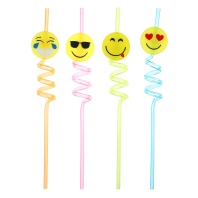 Трубочки для напитков 27см, Смайлы, 4шт, микс