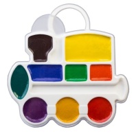 Акварельные краски  9цв. Паровозик, медовые, фигурн. п\упак, б\к