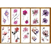 Татуировка-наклейка 11*21см "Цветочный микс" микс