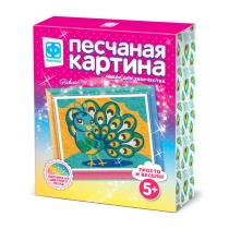 Аппликация из песка А4 "Павлин" 5+