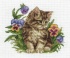 Набор  для вышивания крестиком 17*15см "Котенок в фиалках"