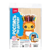 Роспись по дереву Карандашница "Рыжий пушистик" 15*20см