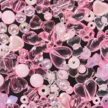 Бусины пласт. "Hobbius" "Ассорти" 50гр 05 розовые/прозрачные