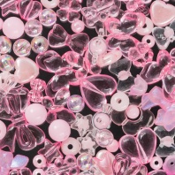 Бусины пласт. "Hobbius" "Ассорти" 50гр 05 розовые/прозрачные