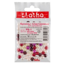 Бусины пласт. "Zlatka" 6мм, 10 гр, ассорти
