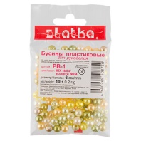 Бусины пласт. "Zlatka" 6мм, 10 гр, ассорти, желтый