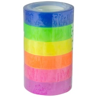 Скотч 12мм*10м цветн. 45 мкм, 6цв., НЕОН, 6шт.*