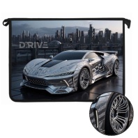 Папка д/тетрад. А4 (340*240*40) молния сверху, пластик, фольга "Silver auto" диз. с двух сторон