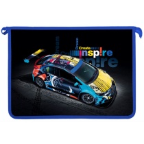 Папка д/тетрад. А4 (340*240*45) молния сверху, пластик "Цветное авто" диз. с двух сторон