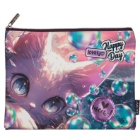 Папка д/тетрад. А5 (270*205*10) 1отд. молния сверху, кожзам "Lovely Cat" с аппликацией