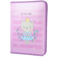 Папка д/труда А4 (325*230*25) 1отд. молния вокруг, пластик "Kitten princess"