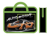 Папка А4 (330*260*120) с ручками, молния, пластик "Automotive"