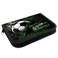 Пенал 1 отд. с 1-ой откид.пл. (190*130*27) молния, лам.картон "Футбольный лозунг"