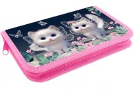 Пенал 1 отд. с 1-ой откид.пл. (212*135*26) молния, ткань "Киски бабочки"