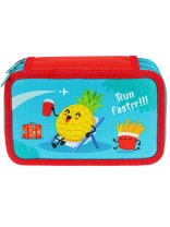 Пенал 2 отд. (190*105*25) молния, ткань "Смешные фрукты"