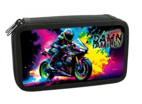 Пенал 2 отд. (190*110*40) молния, ткань "Мотогонщик"