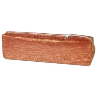 Пенал-косметичка (190*40*40) молния, ПВХ, "Металлик" красный/золото