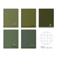 Тетрадь А5 48л. BRUNO VISCONTI скоба, клетка, Soft Touch, VERDE.ANIMALS (5 видов), 7-, 7-48-1373