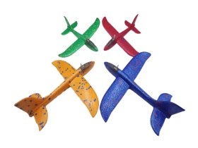 Самолет с запуском 34*22см, полистерол, микс цветов, с подсветкой