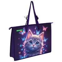 Папка для рисунков и чертежей с регулируемыми ручками BRAUBERG KIDS А3, 1 отделение, карман внутри, Curious cat, 273414