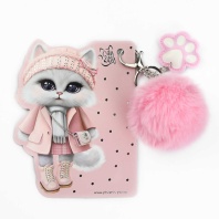 Брелок "Кошечка в пальто" мех, 6*6см