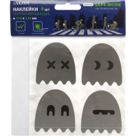 Наклейки светоотражающие "SAFE MODE" 11*13см , 4шт, серебристо-белые