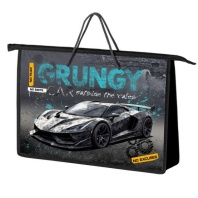 Папка А4 (340*245*75) с ручками, молния, пластик "Авто гранж"