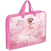 Папка А4 (340*245*40) с ручками, молния, пластик "Маленькая балерина"