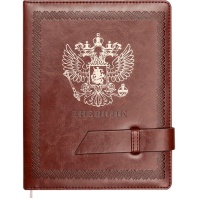 Дневник универсальн. обл. кожзам, тв.пер. "Герб"  с поролоном, хлястик ,48л, коричневый
