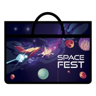 Папка А3 (470*335*50) с ручками, молния сверху, пластик "Space fest"