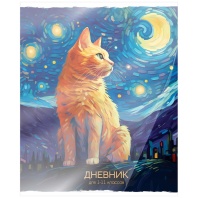 Дневник универсальн.  пласт. обл. "Звездный кот" 48 л.