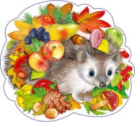 Вырубная фигурка 15*12см "Ежик в дарах осени"  УФ -лак