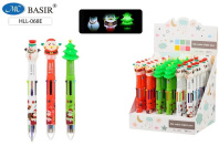 Ручка шар. многоцв.  6-ти цветная, "Новогодние" 0,5мм, прорезин.наконечник