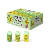 Ластик FUNSTER AVOCADO, 51х21х16мм, ЭКО-ПВХ, прямоугольный, картонный рукав, ассорти, 272723