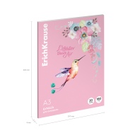 Бумага для акварели в картонной папке ErichKrause Колибри, А3, 20 листов