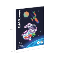 Бумага для рисования в картонной папке ErichKrause Space Animals, А3, 20 листов
