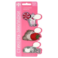 Закладки с липким краем (65*54мм, 64*46мм, 63*40мм)  3 цв, по 25л. "Зверюшки" пластиковые