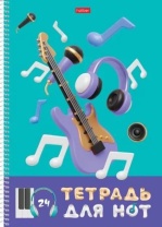 Тетрадь для нот А4 24л., вертик., гребень "Музыкальная пауза"