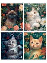 Тетрадь А5  96л кл. Проф-Пресс "Коты в цветах"