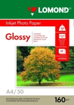 Фотобумага INK JET LOMOND А4 160г, 50л, глянцевая, односторонняя