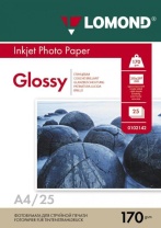Фотобумага INK JET LOMOND А4 170г, 25л, глянцевая, односторонняя