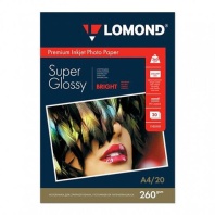 Фотобумага Super Glossy Bright LOMOND А4 260г, 20л, глянец.