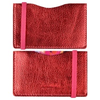 Чехол д/пласт.карт "Наппа красный металлик" 108*65мм, блинт.тиснение, 2 отд., резинка