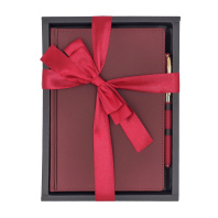 Набор ежедневник дат. 2026г А5 136л. тв.пер., кожзам "Velvet. Бордовый"+ручка "Monaco"