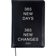 Ежедневник дат. 2025г А5 deVENTE Message. 365 NEW DAYS 336стр., черный, тв.обложка, кожзам, ляссе