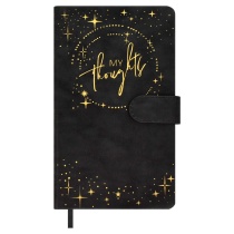 Ежедневник недат. А6+ 120л., кож.зам., тв.пер. "Тиволи глосс черный" тиснен., ляссе, магнит